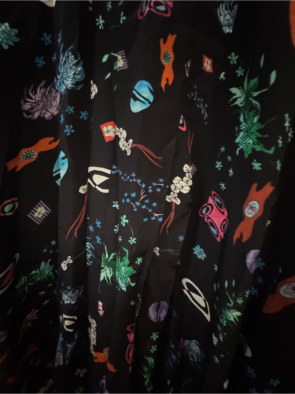 RIXO Black Midi Dress with Multicolor Floral & space print - Picture 2 of 2